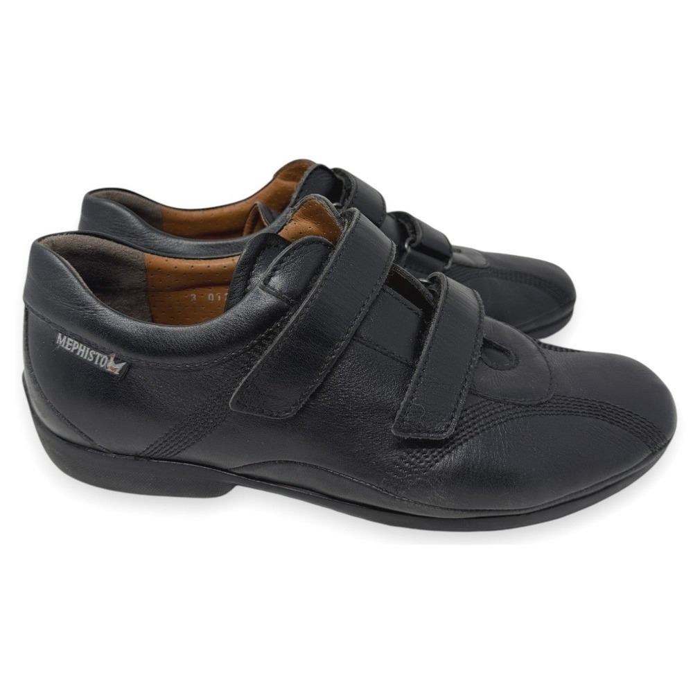 Mephisto Odemar Walking Shoes Mens US 8.5 Black Leather Hook and Loop Strap